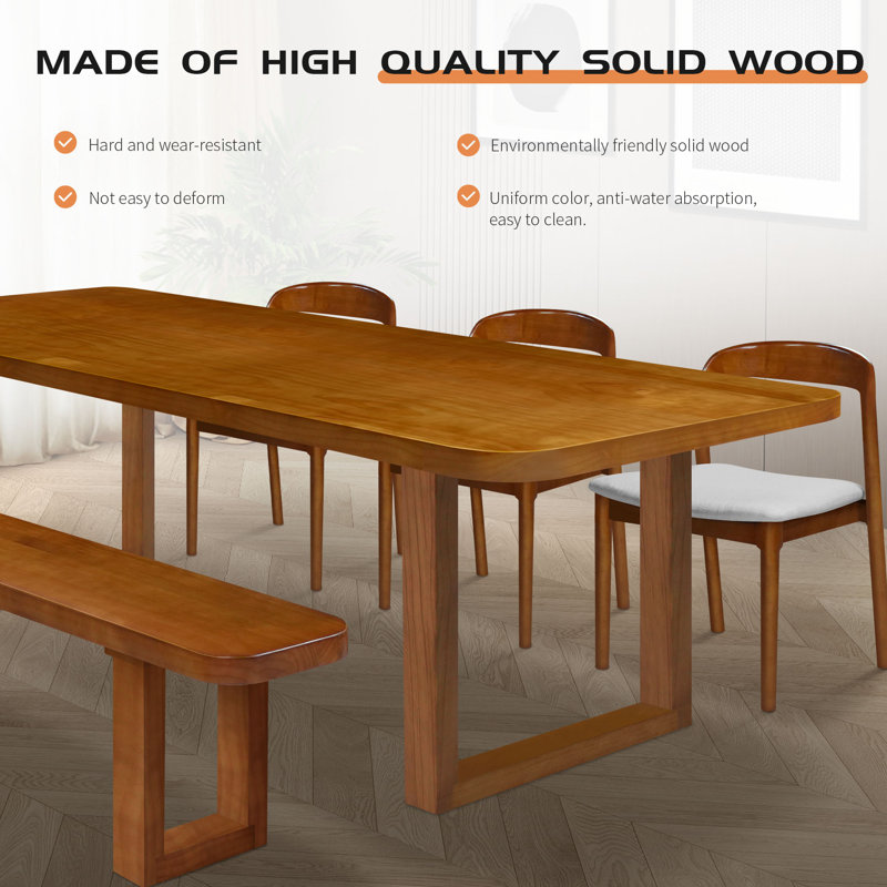 HomeEaseHY Simple Ash Wood Rectangular Dining Table Sets | Wayfair